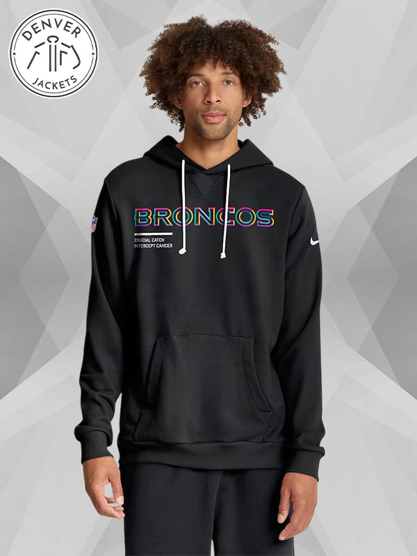 2025 Crucial Catch Denver Broncos Cancer Hoodie In Black
