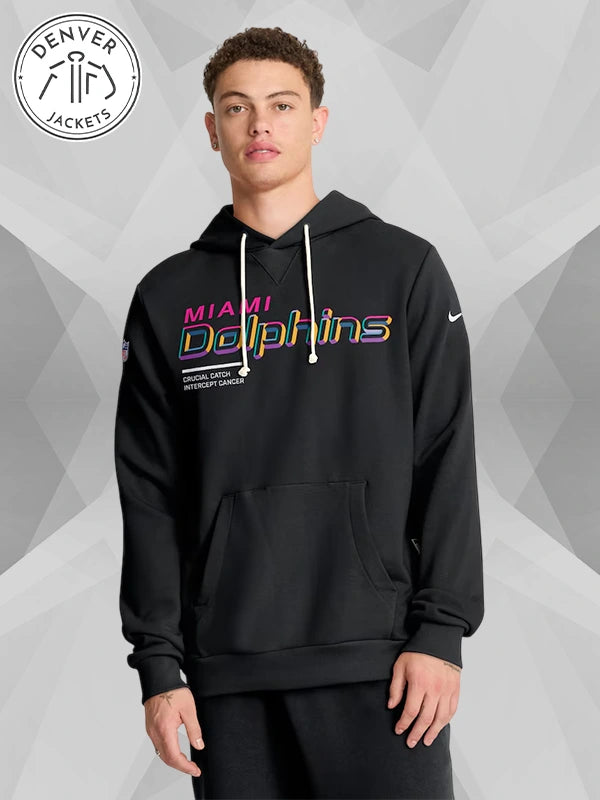 2025 Crucial Catch Miami Dolphins Cancer Hoodie