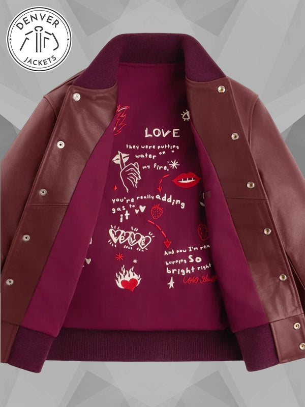 2025 US Open New Balance Coco Gauff Leather Jacket Burgundy