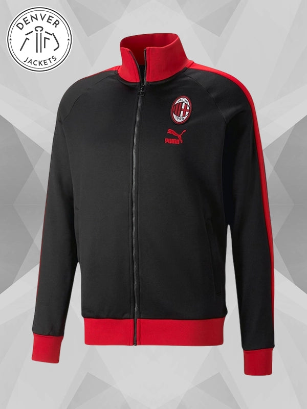 AC Milan Puma ftblHeritage T7 Raglan Full Zip Track Jacket Black