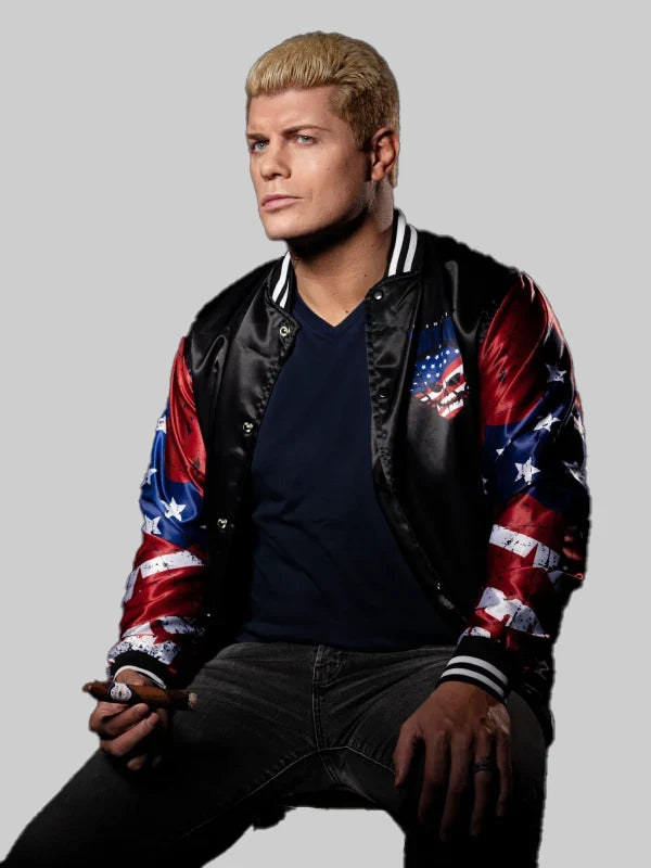 AEW Double or Nothing Cody Rhodes American Nightmare Bomber Black Jacket