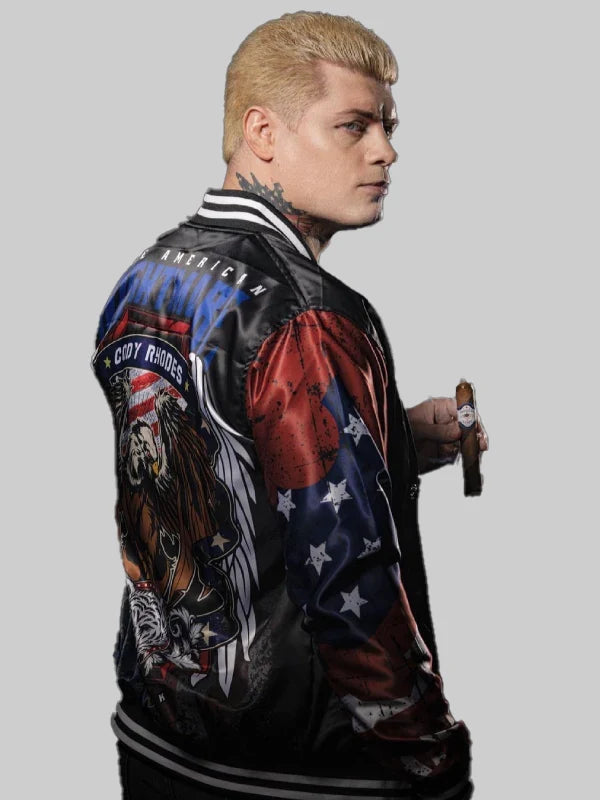 AEW Double or Nothing Cody Rhodes Bomber Black Jacket