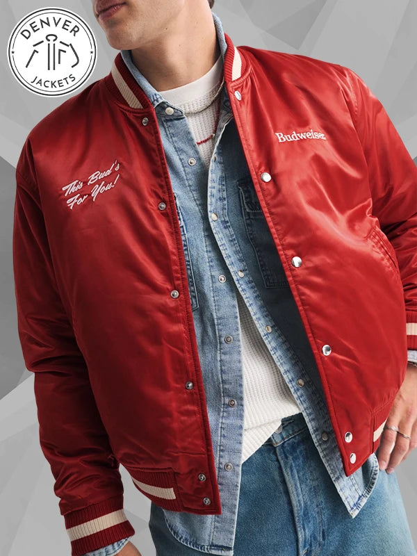 Abercrombie Budweiser Red Bomber Jacket