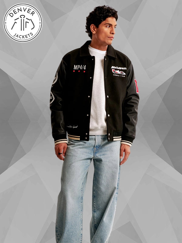 Abercrombie McLaren Black Varsity Jacket