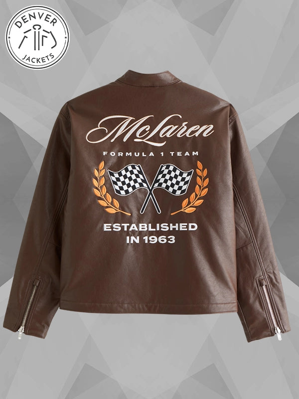 Abercrombie McLaren Leather Racer Jacket Brown