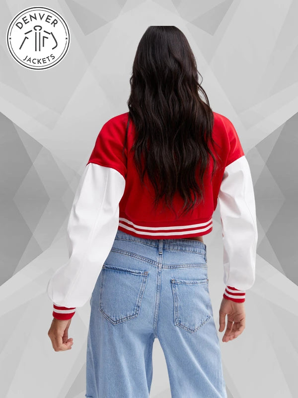 Above and Beyond Crop Varsity Red Jacket