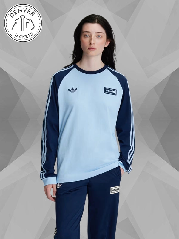 Adidas x Oasis Tour 3 STRIPES Long Sleeve T Shirt Blue