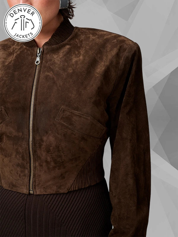Adoore Brixen Cropped Suede Jacket In Brown