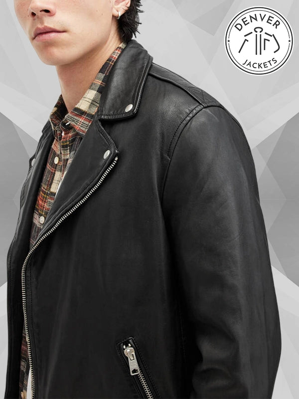 All Saints Black Leather Biker Jacket