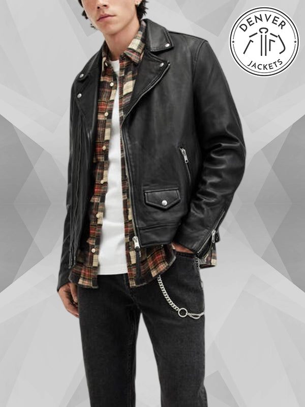 All Saints Leather Biker Jacket Mens