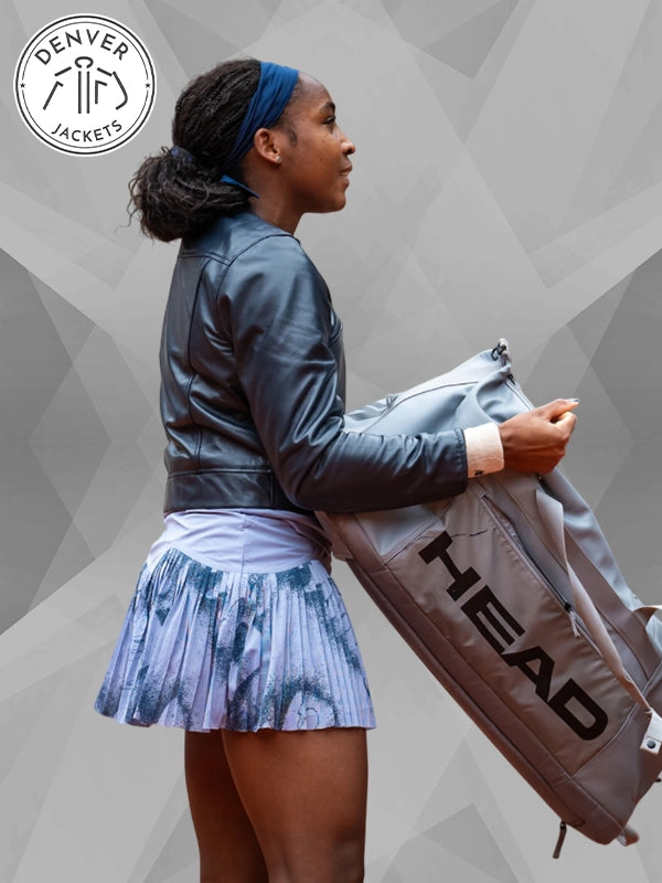 American Tennis Player Coco Gauff Custom Leather Jacket Black