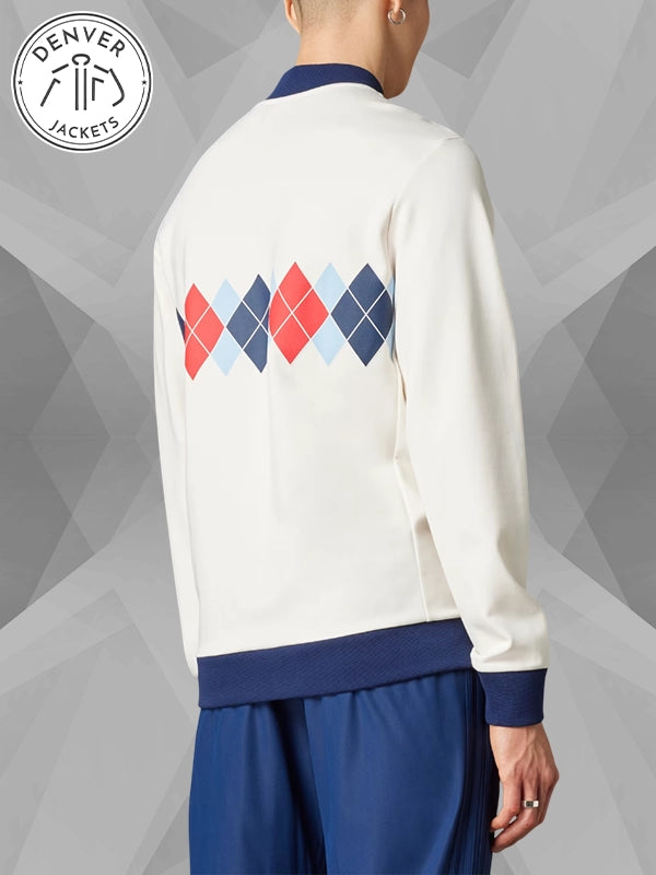 Argyle Printed 14 Zip White Sweatshirt Adidas Originals