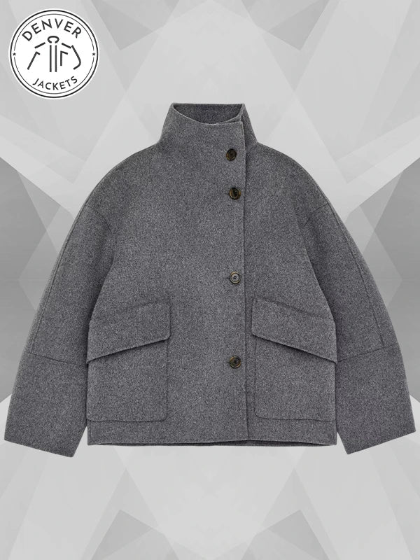 Arket Double Wool Blend Jacket Grey
