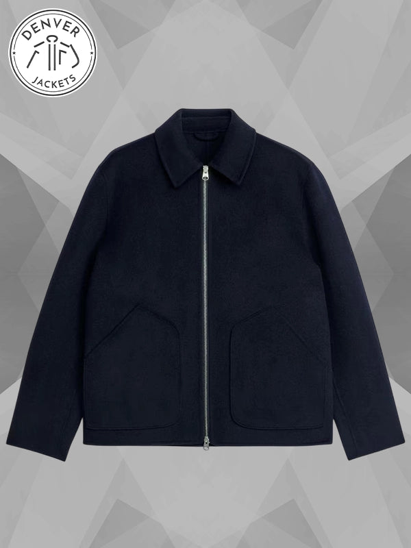 Arket Short Double Face Wool Jacket Blue