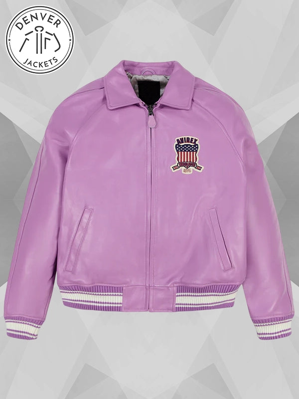 Avirex Icon Leather Jacket Purple