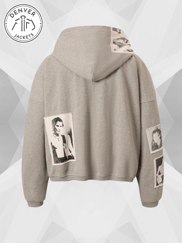 Bastard Punk Print Applique Grey Hoodie