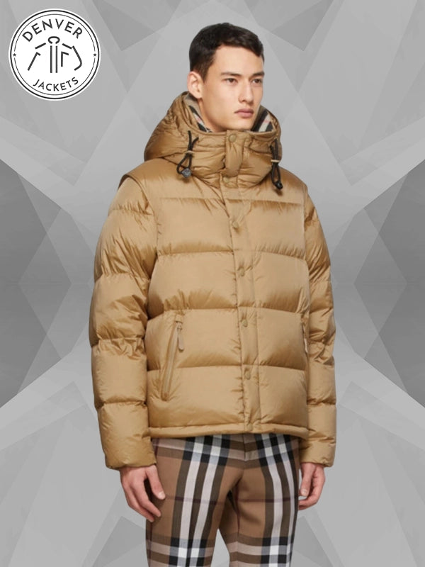 Beige Burberry Lockwell Down Puffer Jacket For Sale