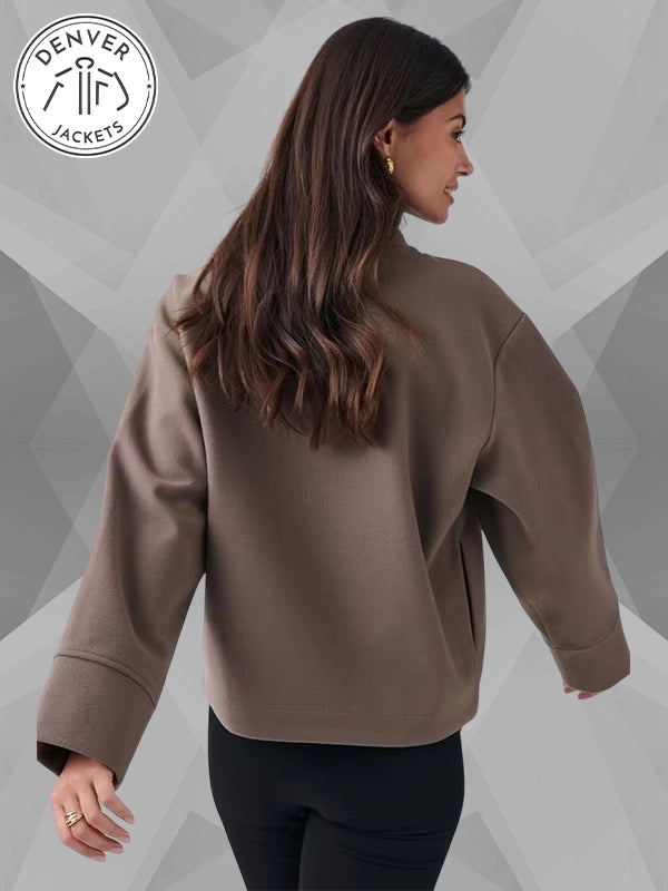 Beige Gina Tricot Short Felt Jacket
