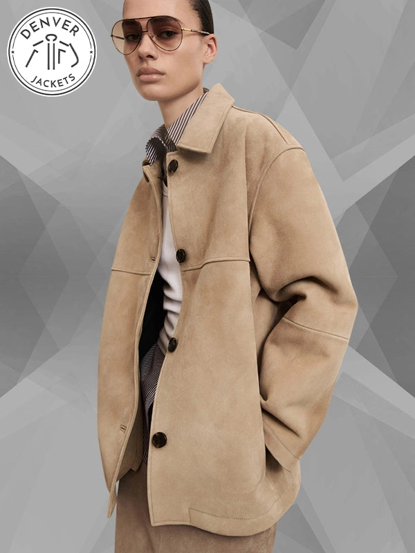 Beige Leather Jacket COS