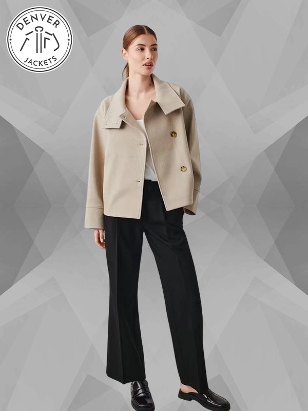 Beige Short Felt Jacket Gina Tricot