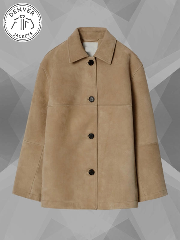 Beige Suede Leather Jacket COS