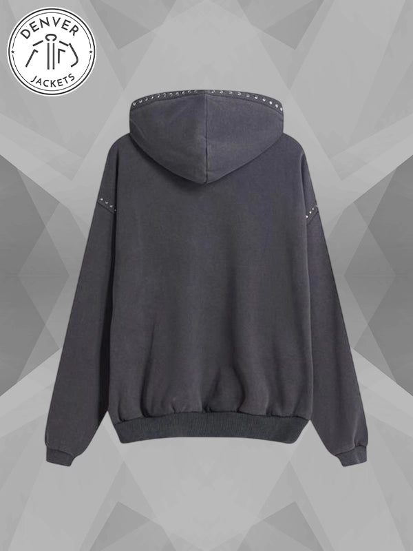 Bershka Studded Hoodie Women In Grey