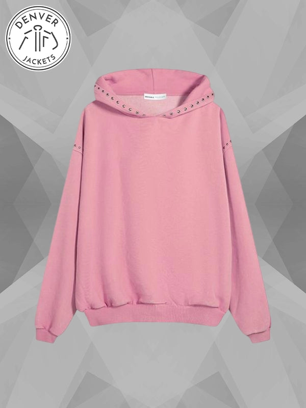 Bershka Studded Pink Hoodie
