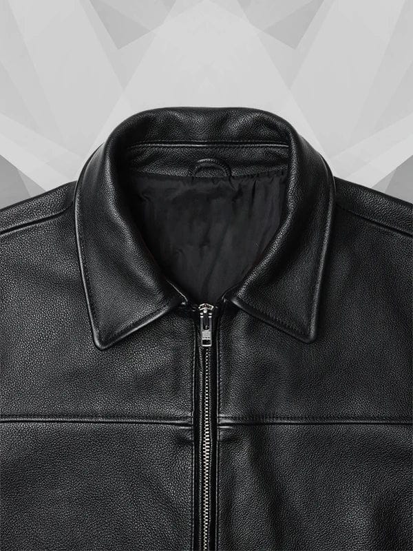 Black Mutimer Leather Jacket Close Up