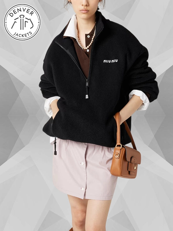 Black Fleece Jacket Miu Miu