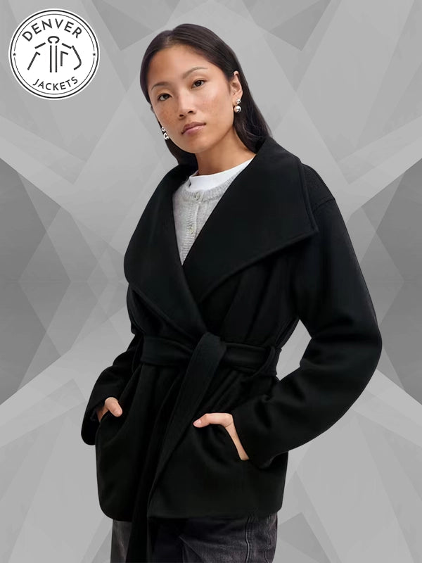 Black Gina Tricot High Neck Short Jacket