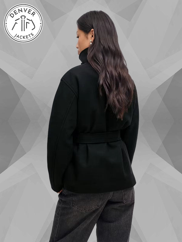 Black High Neck Short Jacket Gina Tricot