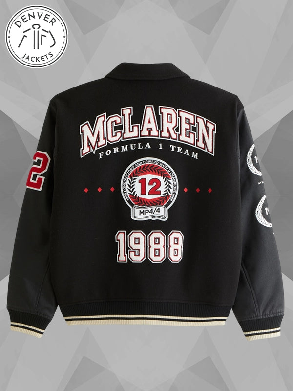 Black McLaren Varsity Bomber Jacket Abercrombie