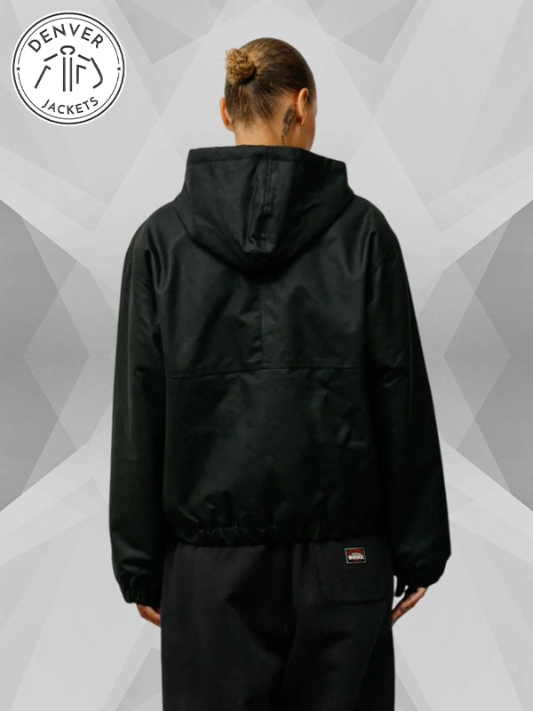 Black Stussy Waxed Cotton Work Jacket Women's