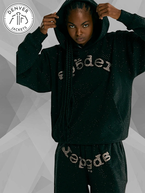 Black VVS Spider Rhinestone Hoodie