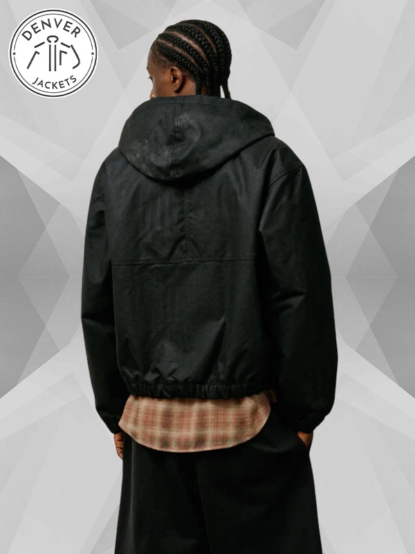 Black Waxed Cotton Work Jacket Stussy