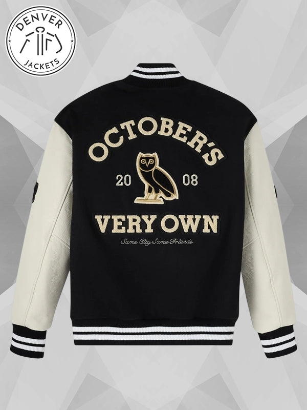 Black White OVO Collegiate Varsity Jacket