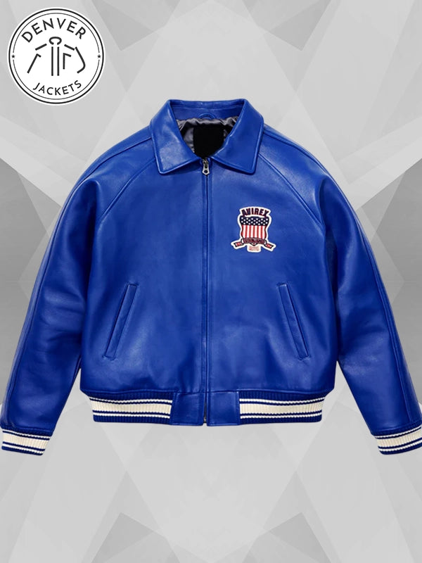 Blue Avirex Leather Jacket