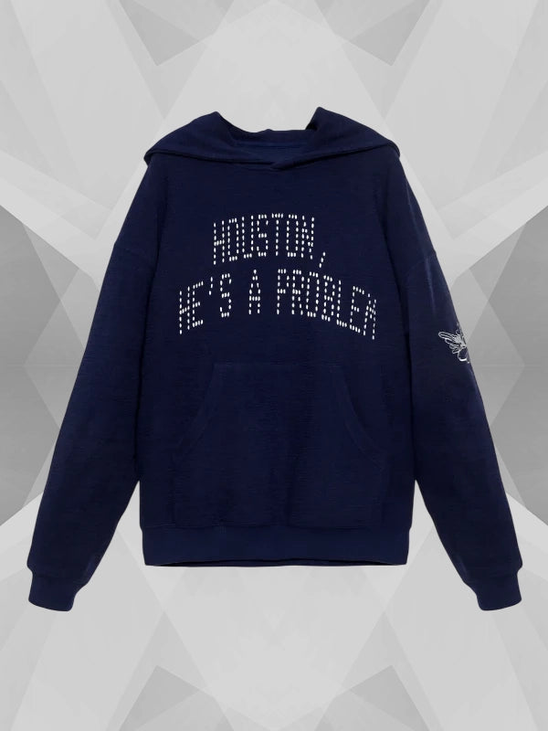 Boys Lie Houston Hes a Problem Racer Hoodie Blue