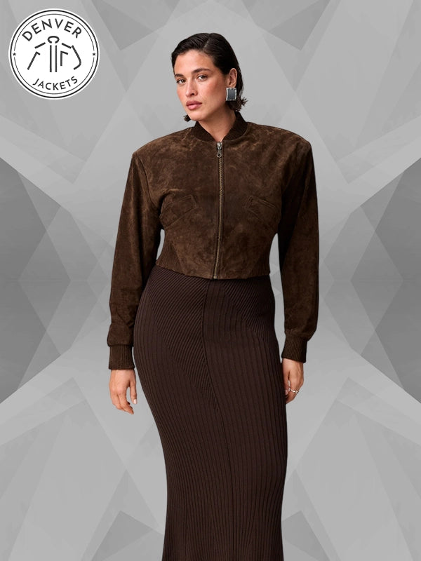 Brown Adoore Suede Jacket Women's