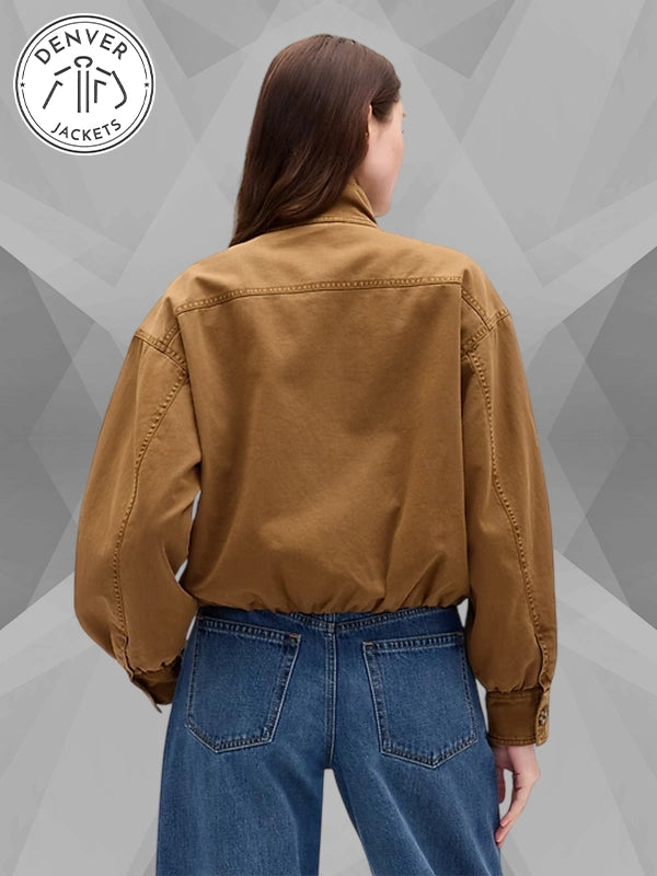 Brown Twill Bubble Jacket GAP