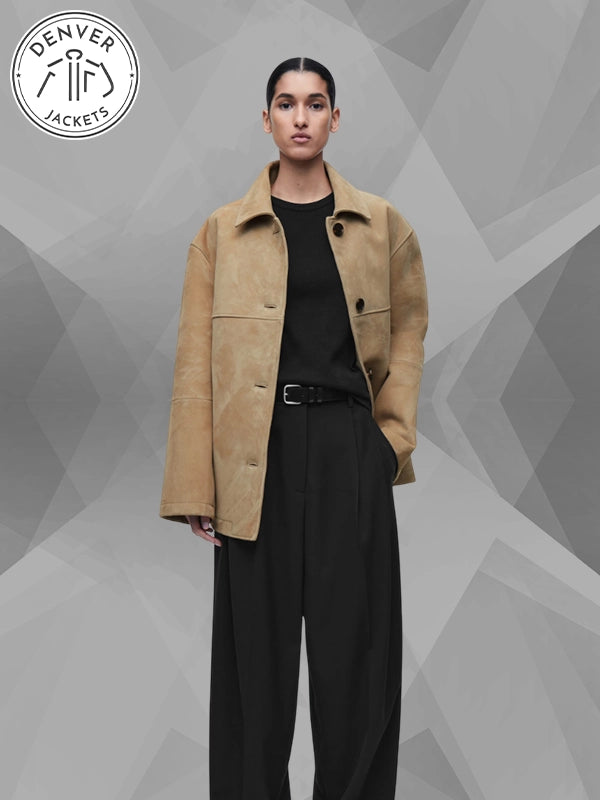 COS Leather Jacket Beige