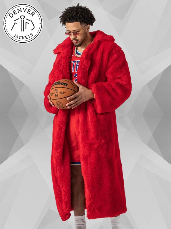 Cade Cunningham Fur Coat Red