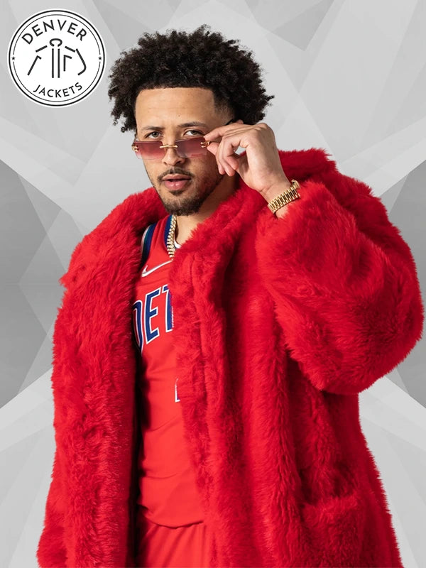 Cade Cunningham Red Fur Coat