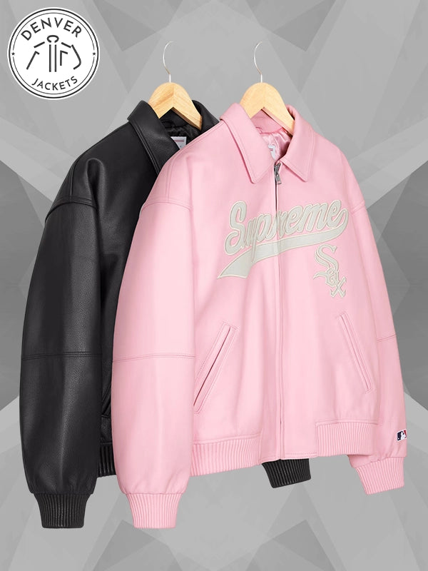 Chicago White Sox Supreme x Leather Varsity Jacket Womens