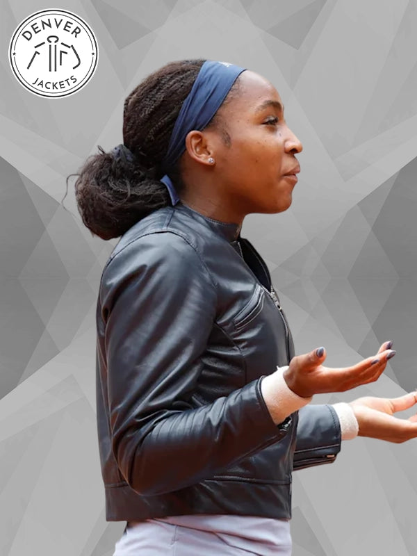 Coco Gauff Black Leather Jacket