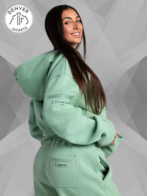 Comfort airplane Travel Hoodie Sweatshirt In Green For Sale