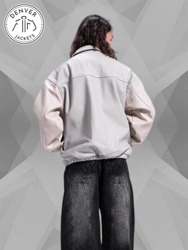 Cream Leather Weyz Jacket Men's