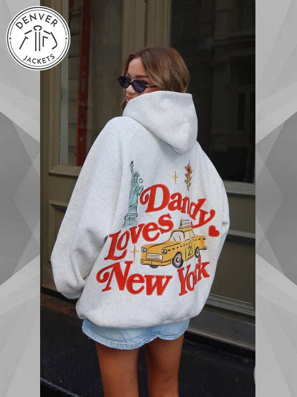 Dandy World Wide Loves New York Sweatshirt Hoodie In Heather Grey