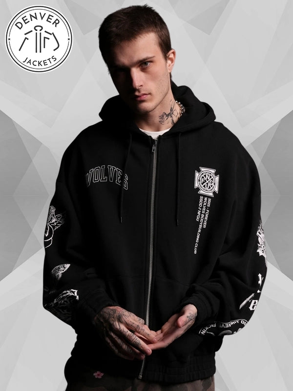 Darc Sport Wolves Black Zip-Up Hoodie