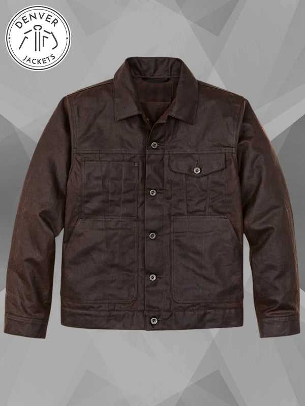 Dark Brown Tin Cloth Short Lined Cruiser Jacket Filson